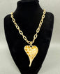 Matte Gold Open Heart Cut Out Pendant Necklace