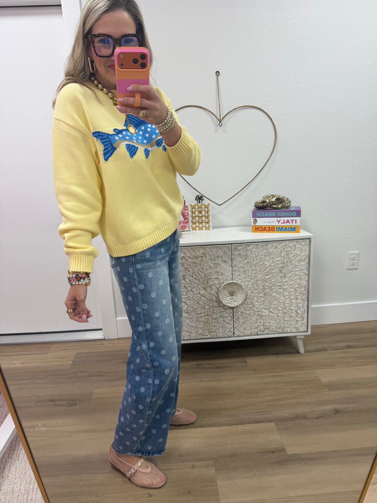 Tummy Control Polka Dot Barrel Jeans