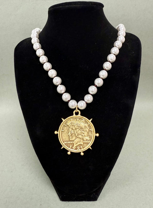 Pearl Gold Coin Necklace