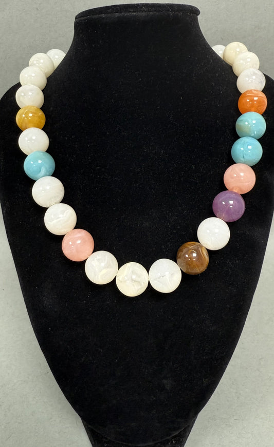Marble Multi-Colored Bead Necklace