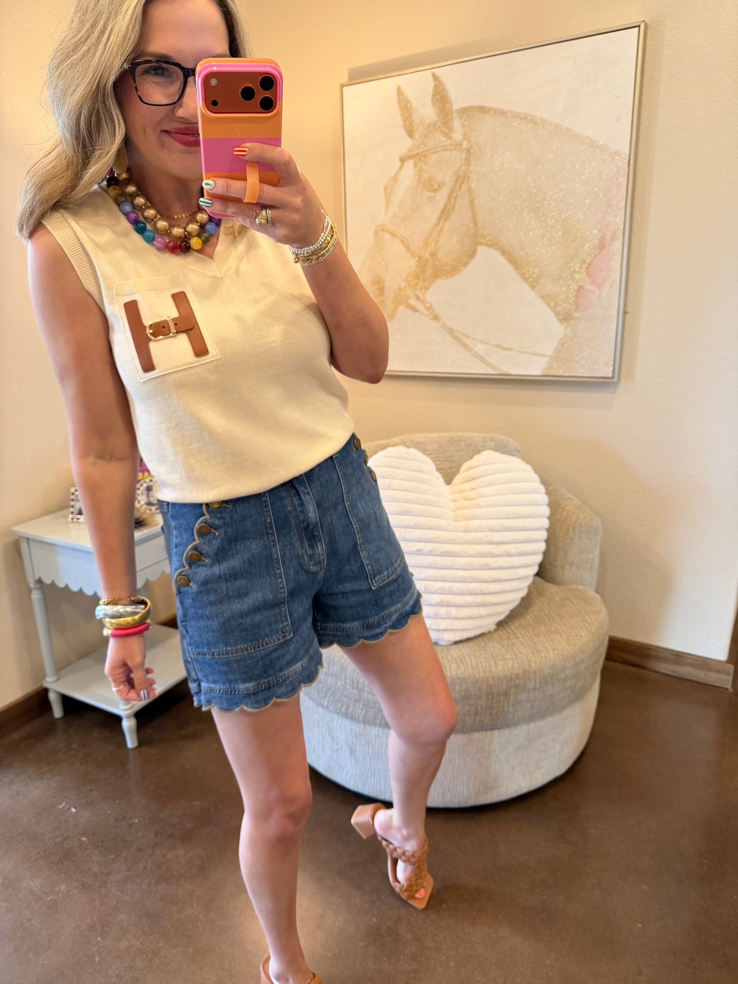 Taupe One Size H pocket Top