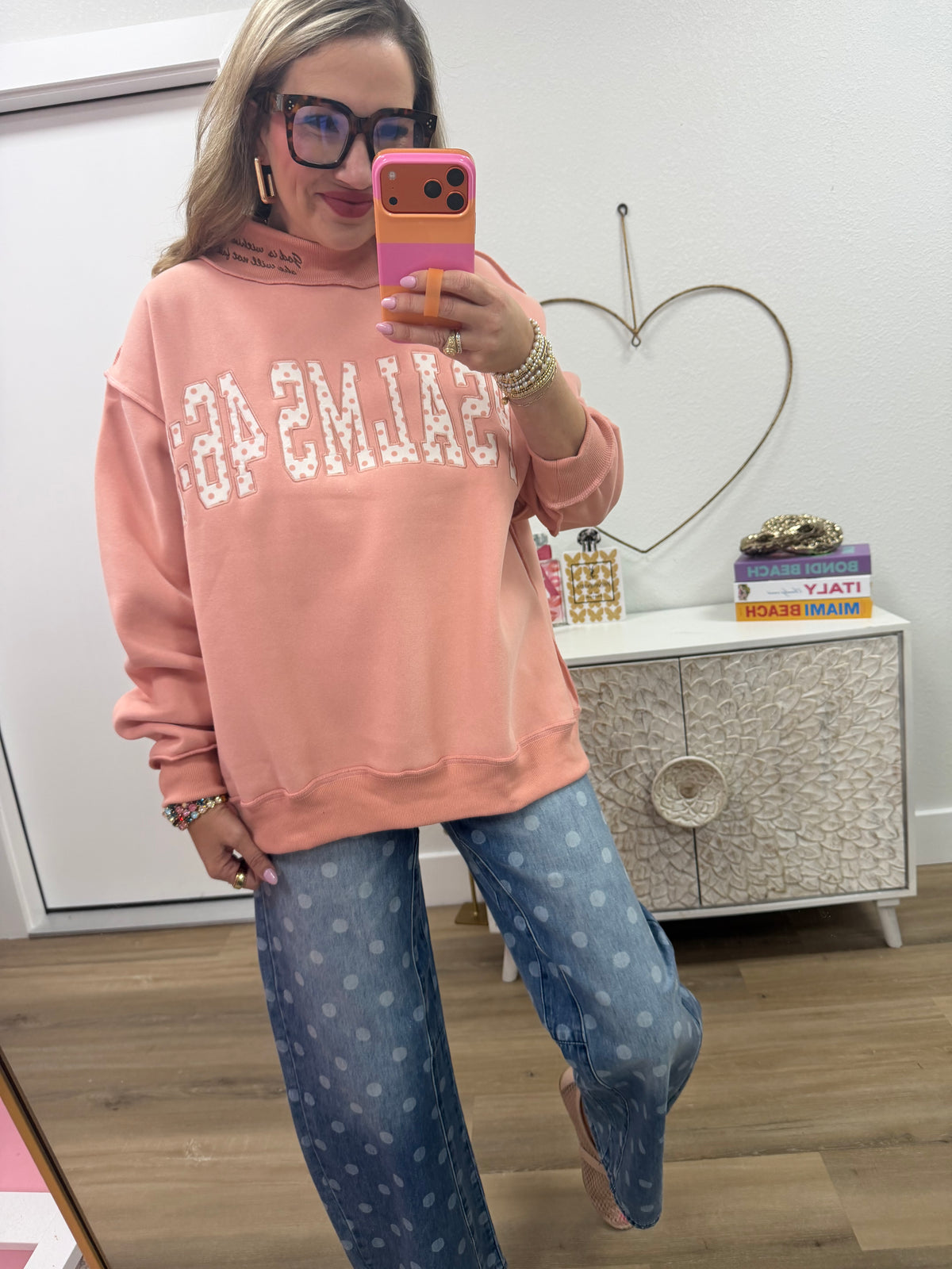 Tummy Control Polka Dot Barrel Jeans