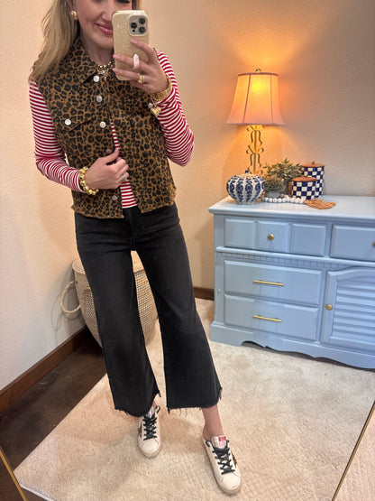 Washed Black Crop Wide Leg Jeans