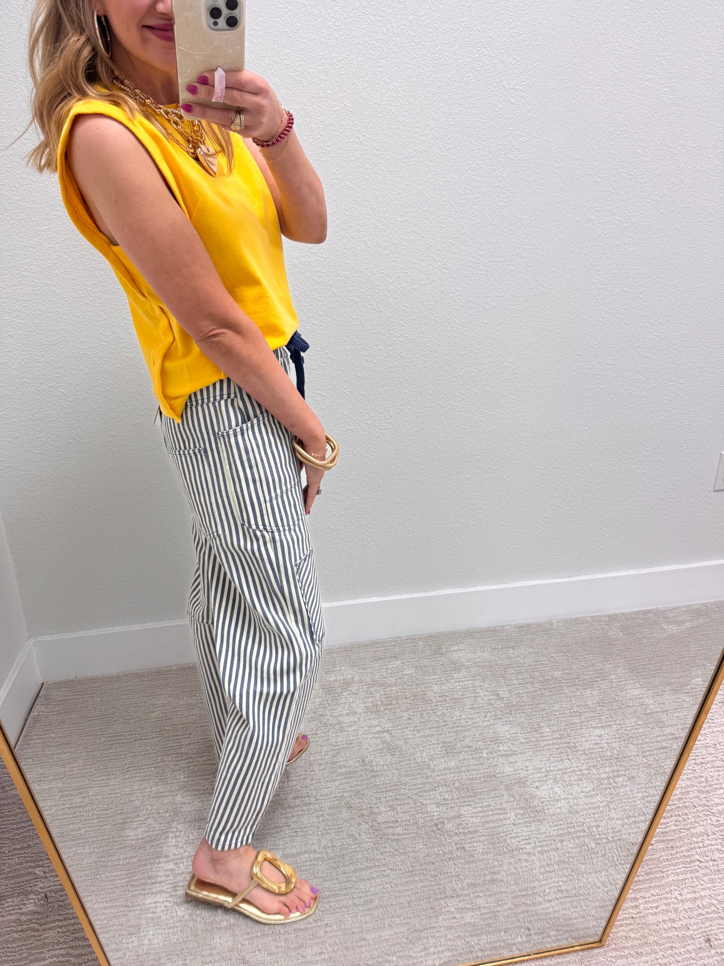 Yellow  Sleeveless Top with Side Panel
