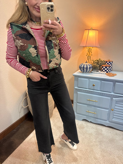 Washed Black Crop Wide Leg Jeans