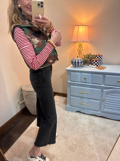 Washed Black Crop Wide Leg Jeans