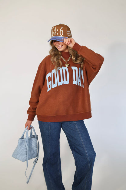 Good Day Brown Reversable Mock Sweatshirt