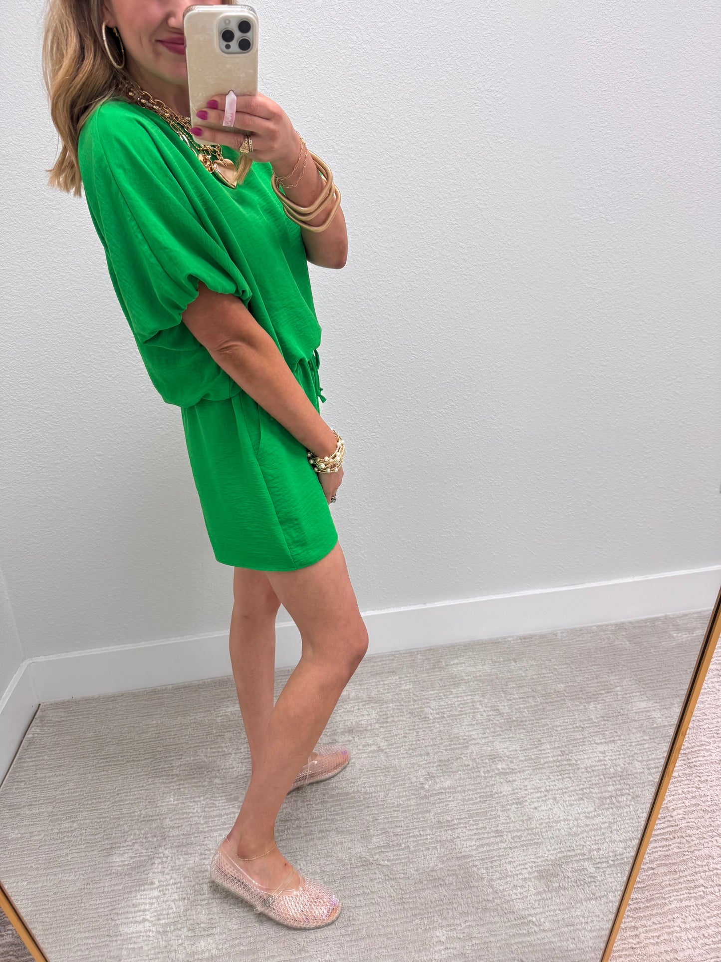 Kelly Green Bubble Two Piece Set