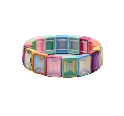 Rectangle Stretchy Colored Crystal Bracelet (lots of colors!)