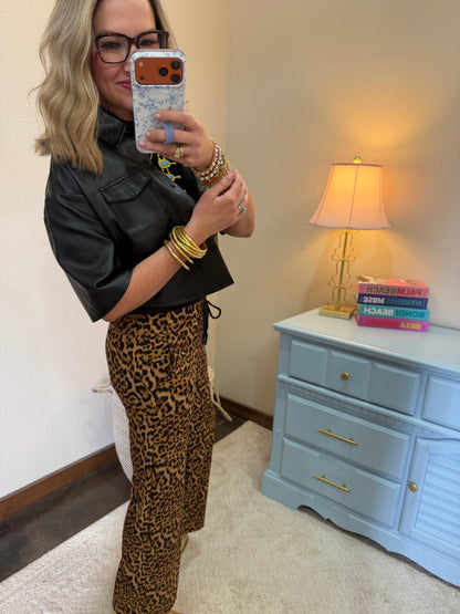Elastic Waist Leopard Pants