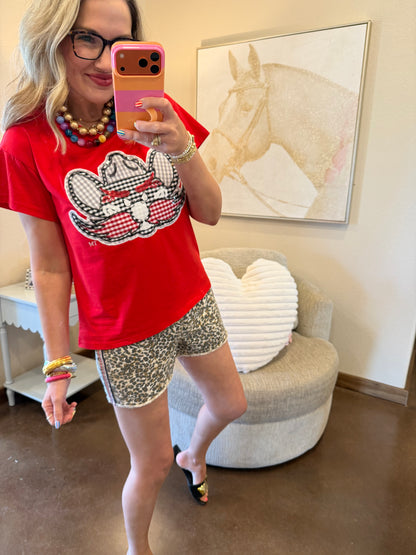 Queen of Sparkles Licensed Texas Tech Gingham Mascott Tee