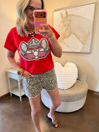 Queen of Sparkles Licensed Texas Tech Gingham Mascott Tee