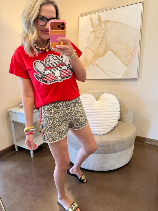Queen of Sparkles Licensed Texas Tech Gingham Mascott Tee