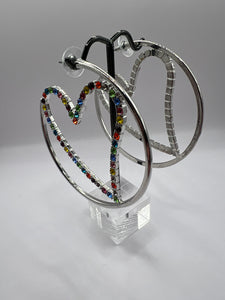 Colored Heart Hoops (Silver and Gold!)