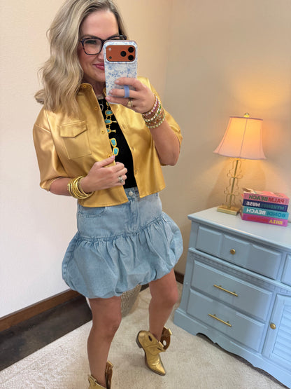 Light Denim Bubble Skirt