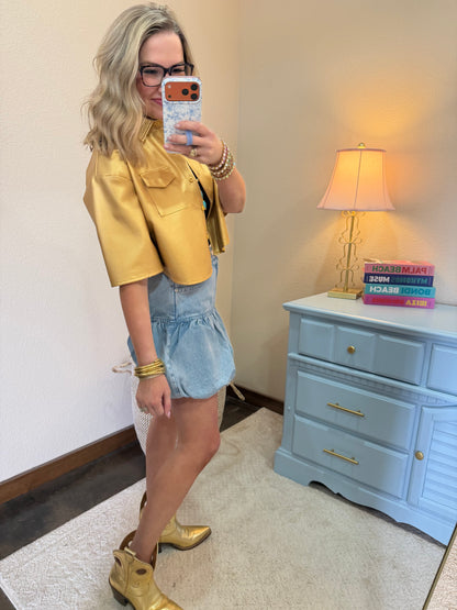 Light Denim Bubble Skirt