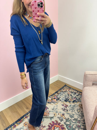 Risen Dark Wash Crop Mild Barrel Jeans FS