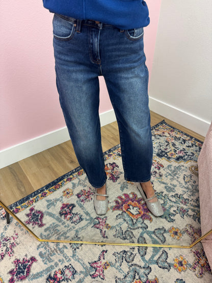 Risen Dark Wash Crop Mild Barrel Jeans FS