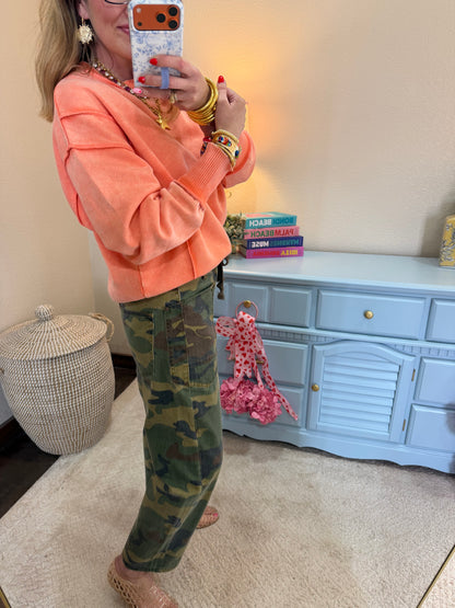 Risen Camo Crop Barrel Jeans