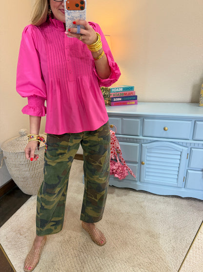 Risen Camo Crop Barrel Jeans