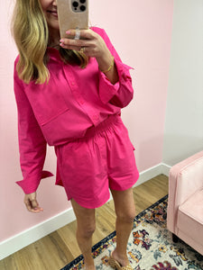 Pink Button Down Two Piece Set