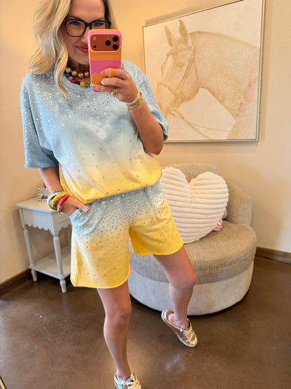 Blue & Yellow Ombre Sparkle Set
