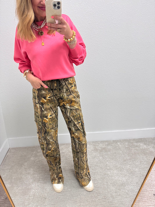 Camo Cargo Tie Pants