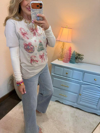 Gray Christmas Embellished Tshirt