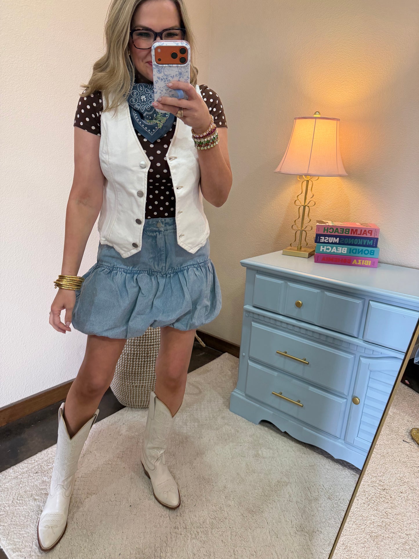 Light Denim Bubble Skirt