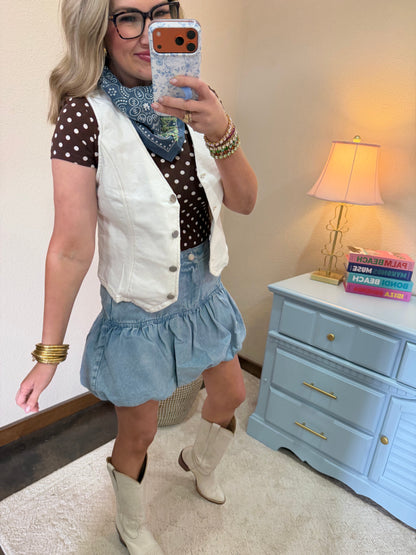 Light Denim Bubble Skirt