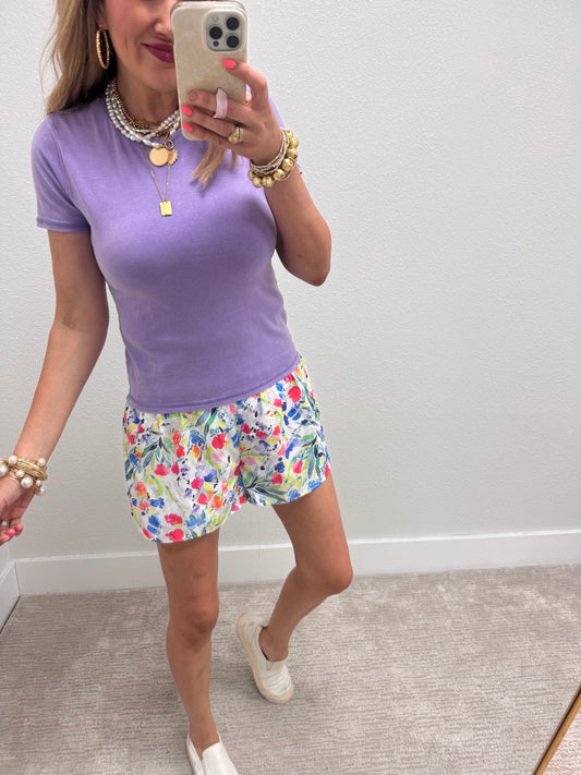 Wisteria Fitted Mineral Wash Cap Sleeve Top