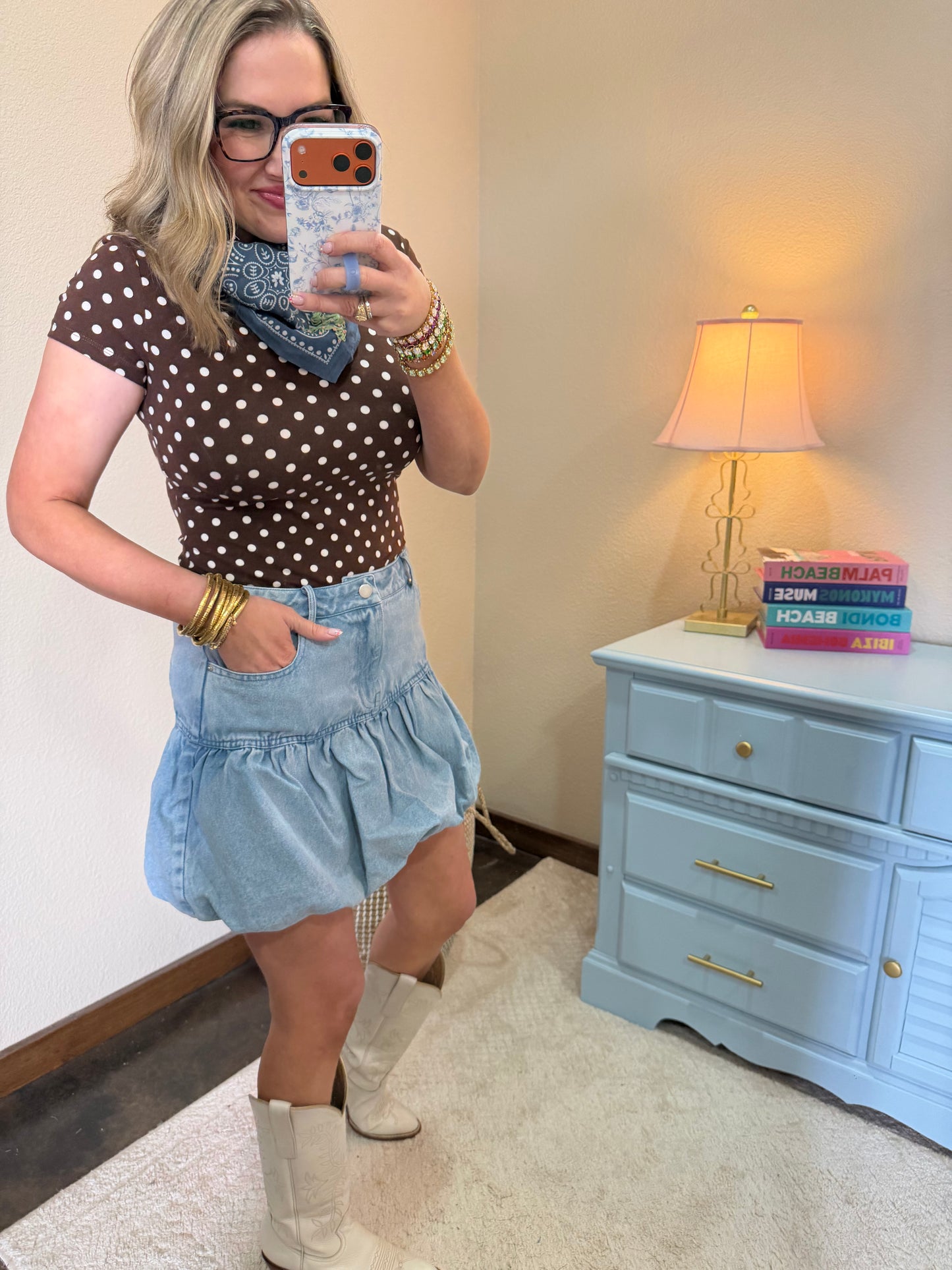 Light Denim Bubble Skirt