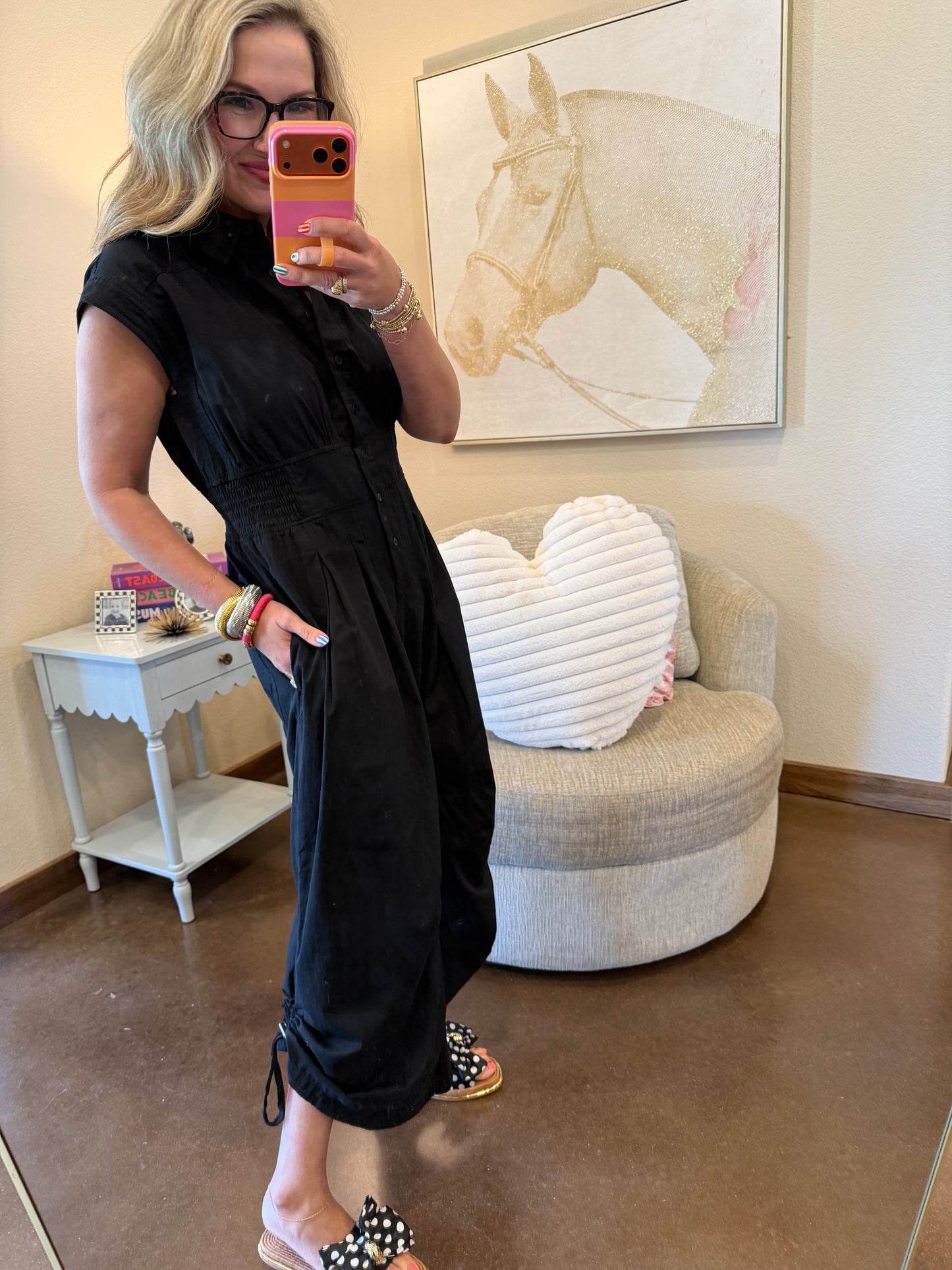 Black Sleeveless Elastic Waist Romper