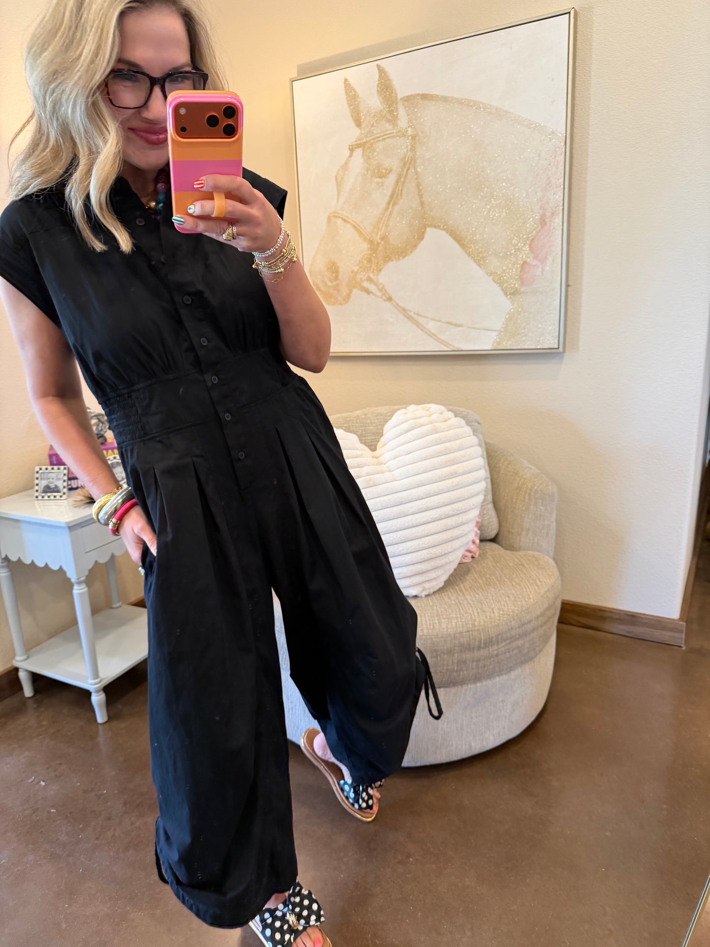 Black Sleeveless Elastic Waist Romper