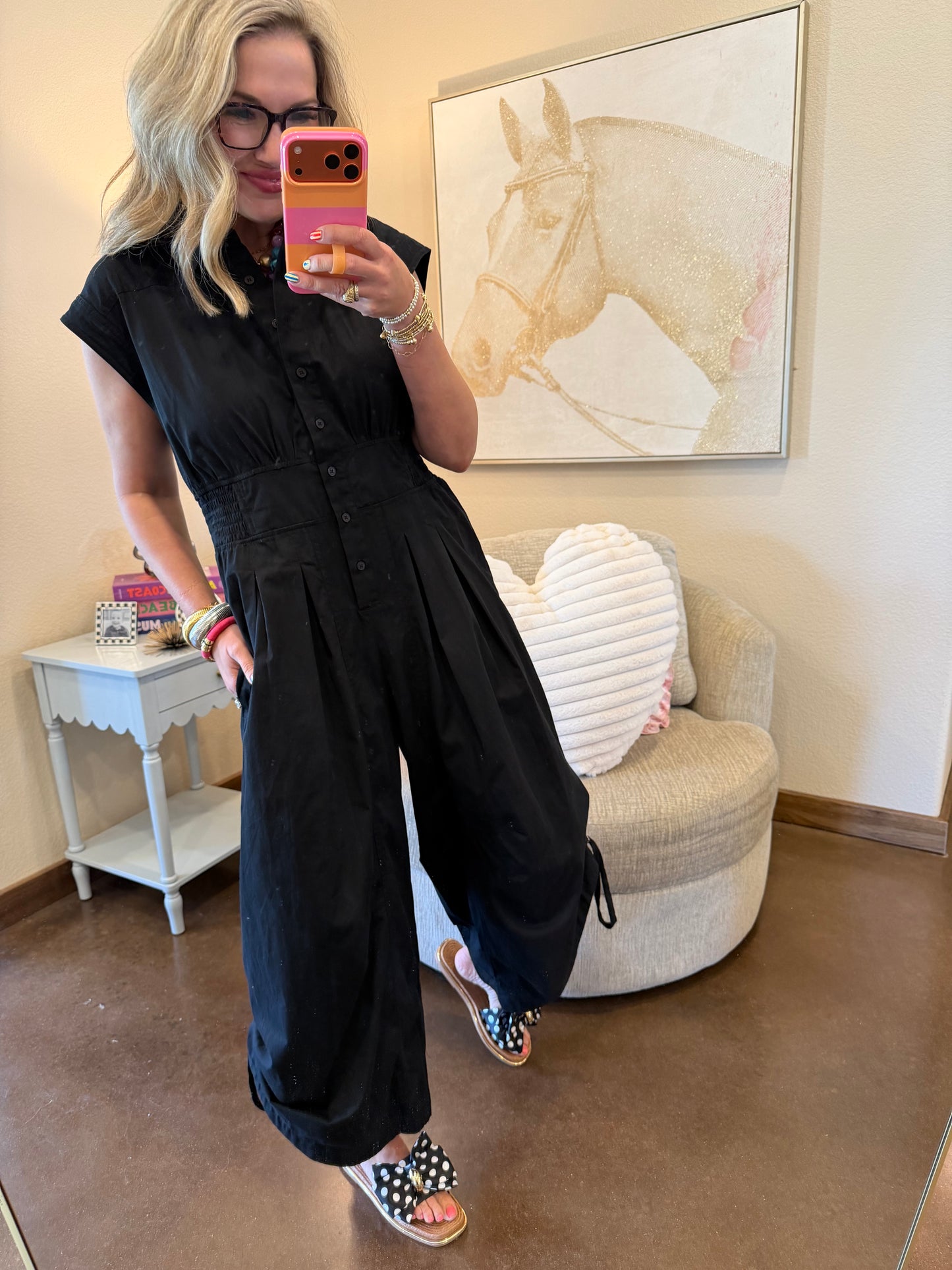 Black Sleeveless Elastic Waist Romper