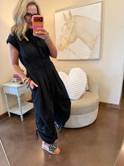 Black Sleeveless Elastic Waist Romper
