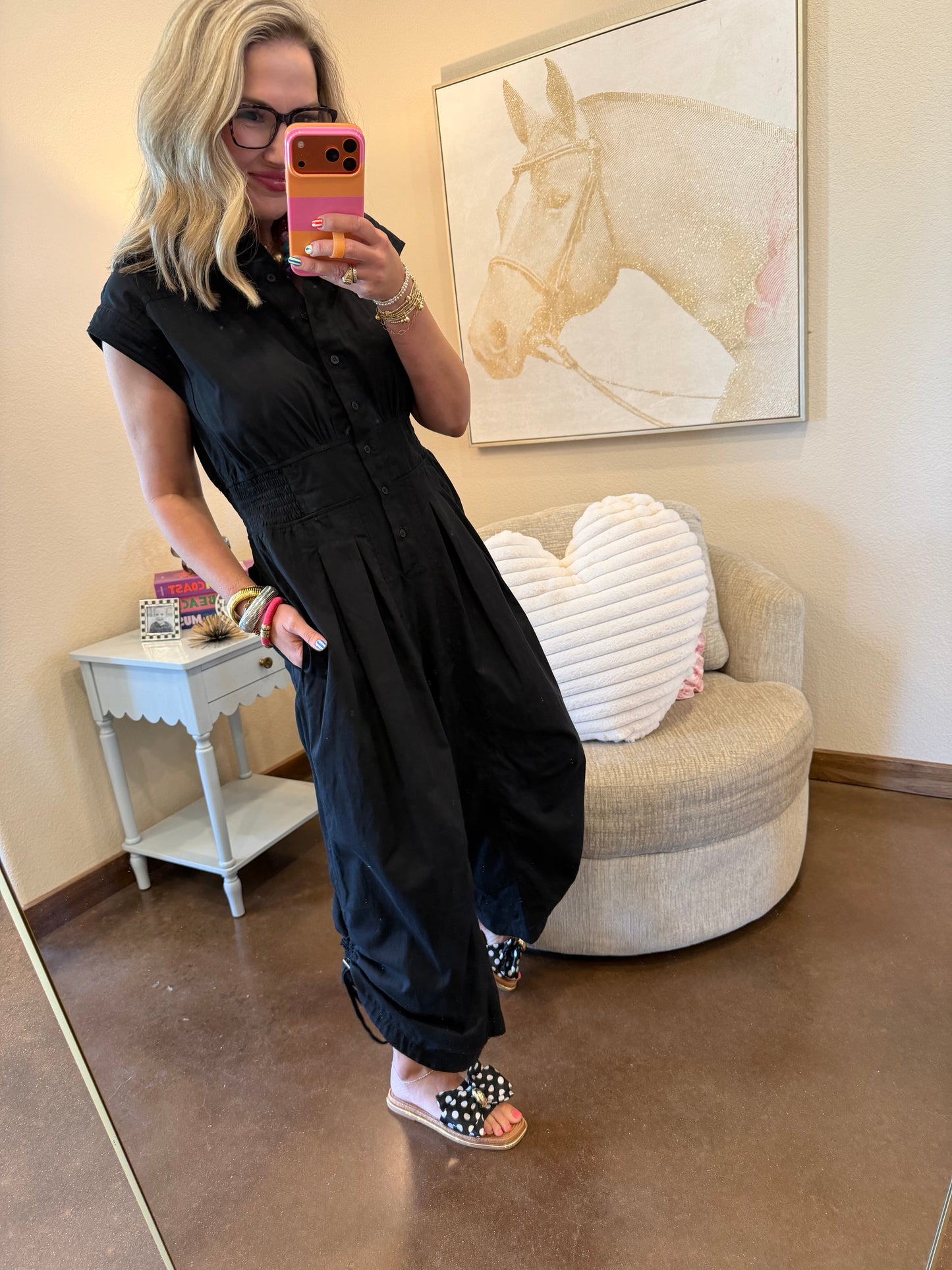 Black Sleeveless Elastic Waist Romper