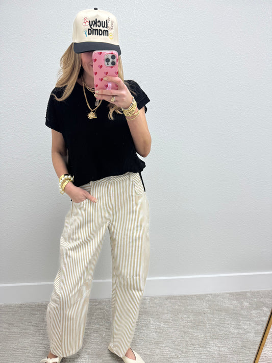 Black Knit Short Sleeve Top