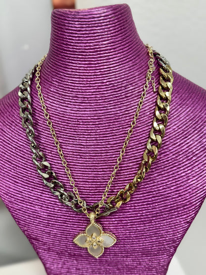 Silver/Gold Ombre Chunky Link Necklace FS
