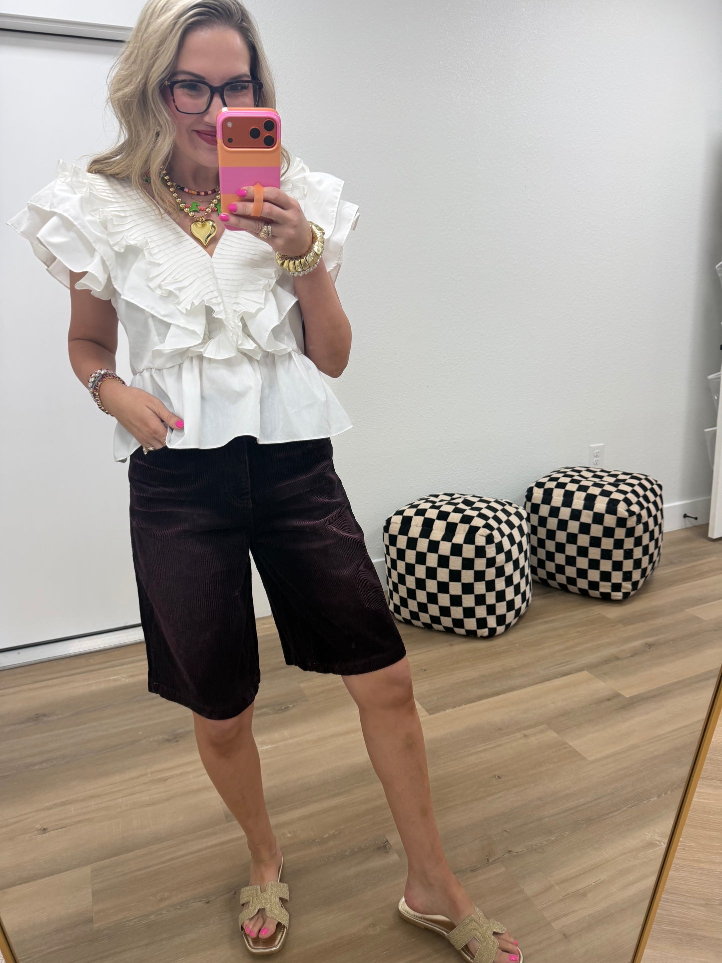 Plum Corded Shorts