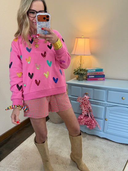 Red Gingham Relaxed Fit Shorts