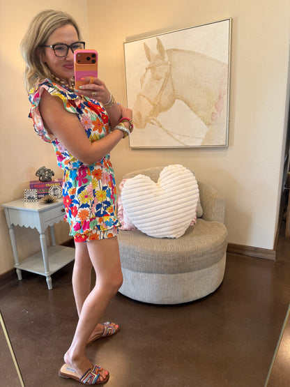 Off White Floral Print Romper