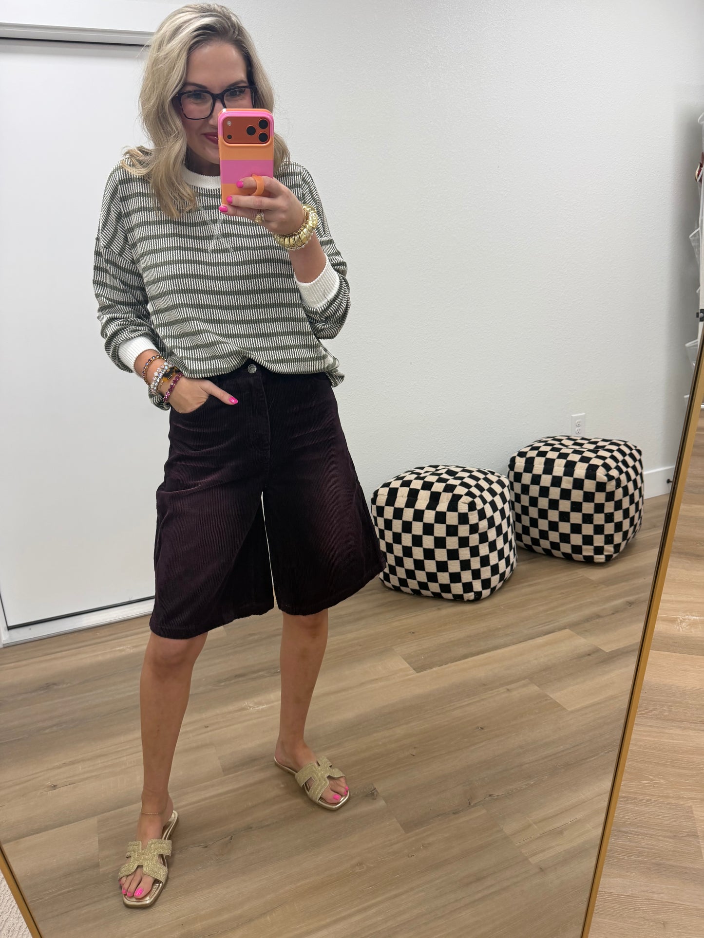 Plum Corded Shorts
