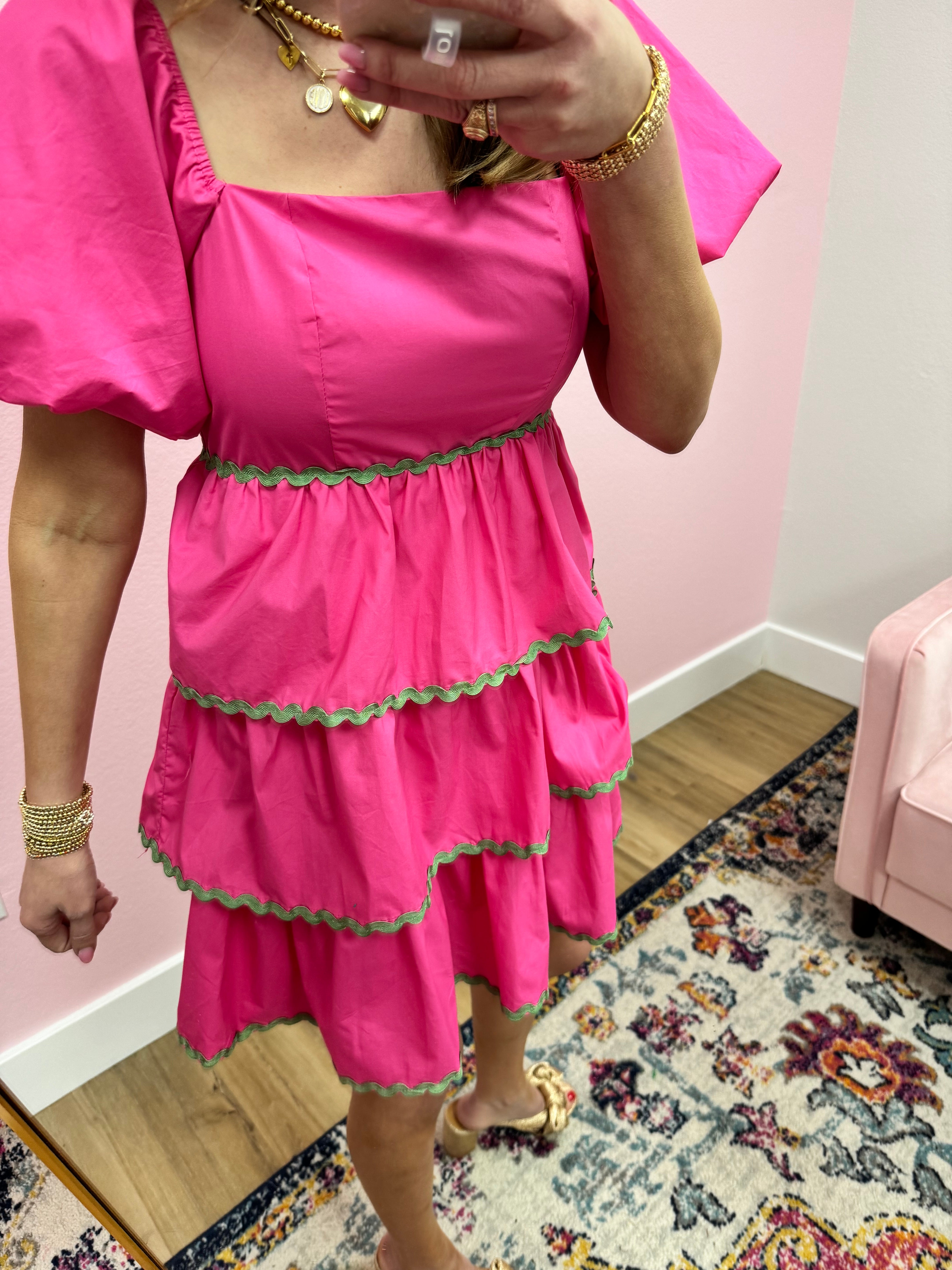 Hot Pink and Green Ric Rac Dress FS