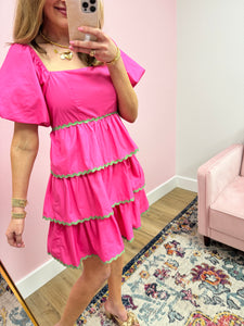 Hot Pink and Green Ric Rac Dress FS