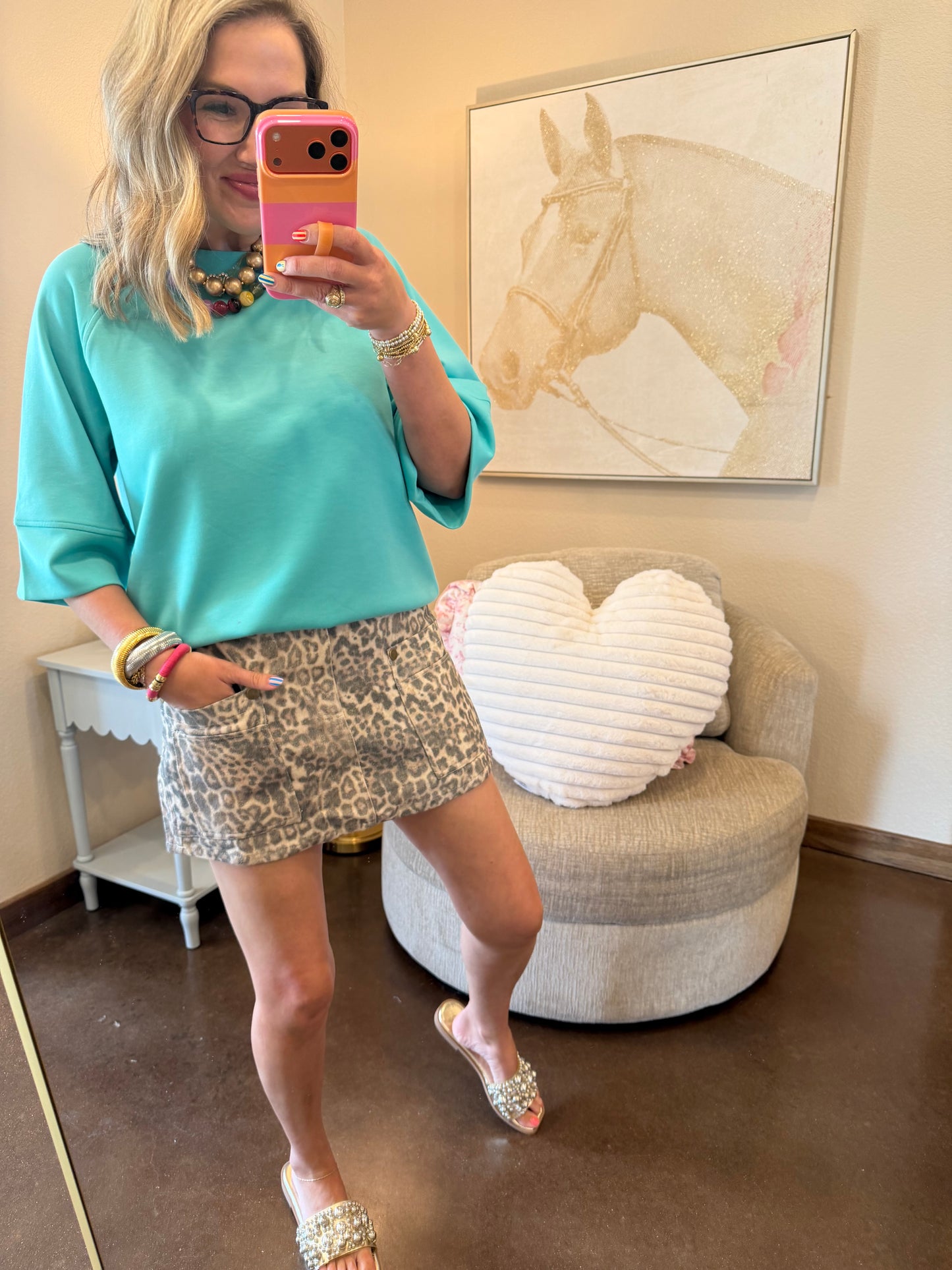 Mint Scuba 3/4 Sleeve Pullover