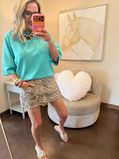 Mint Scuba 3/4 Sleeve Pullover