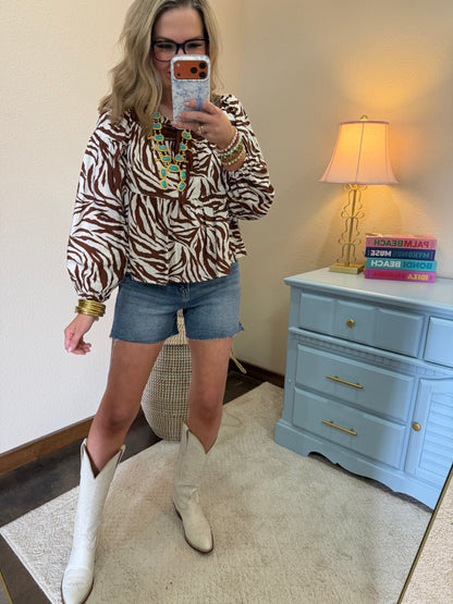 Vervet High Rise Side Slit A Line Denim Shorts