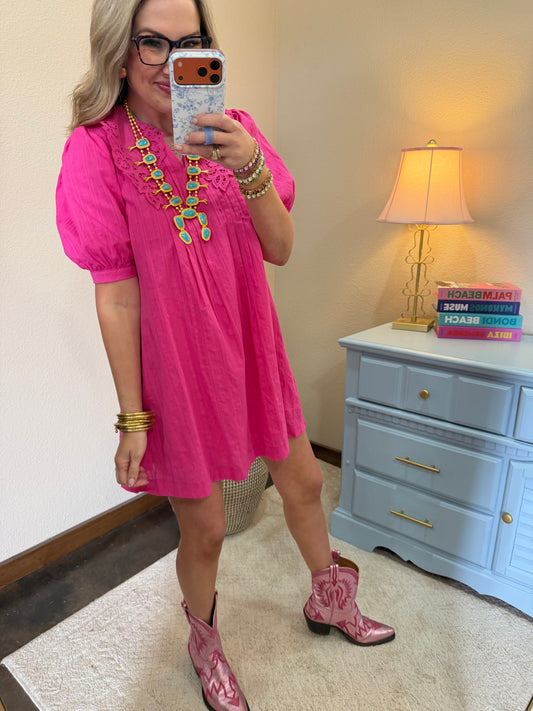 Hot Pink Peter Pan Collar Dress