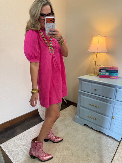 Hot Pink Peter Pan Collar Dress